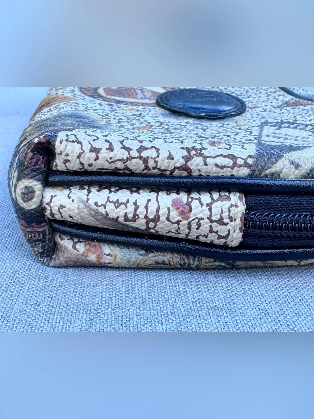 Vintage Allan Edward Travel Print Cosmetic Bag Wristlet